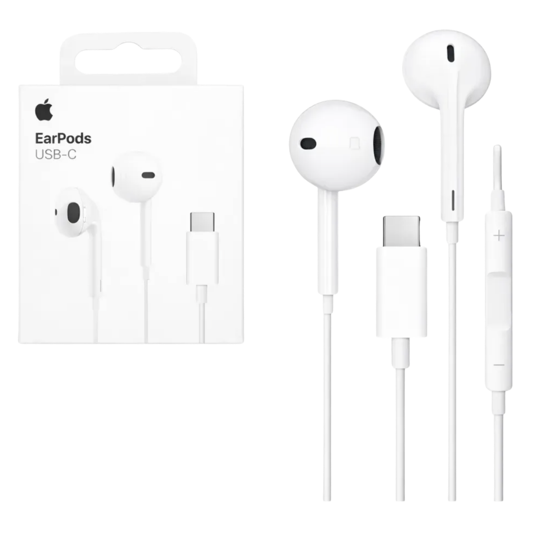 EarPods Apple com conector USB-C e embalagem